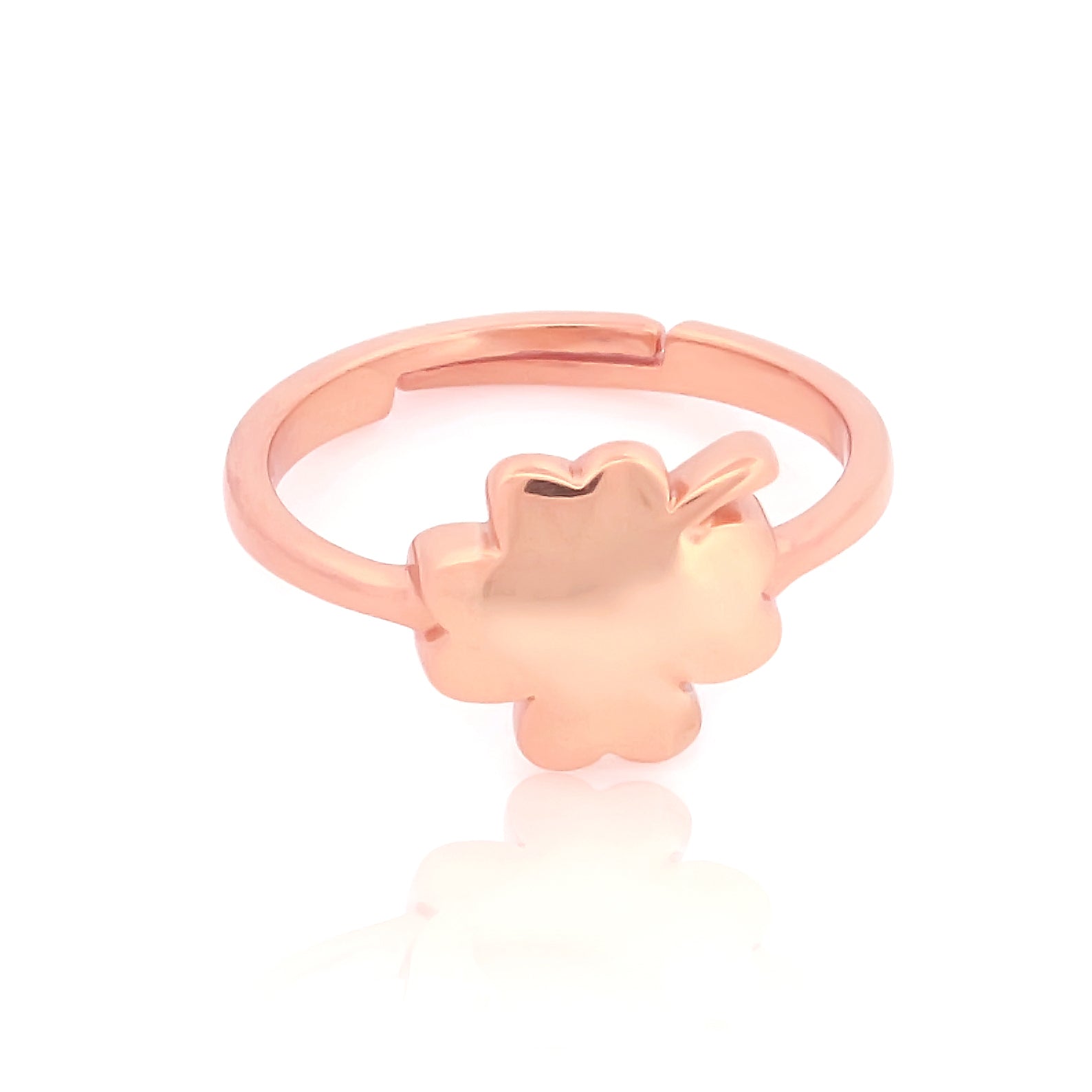 Clover Design Solid Proposal Ring, Hallmarked 925 Sterling Silver Rose Gold